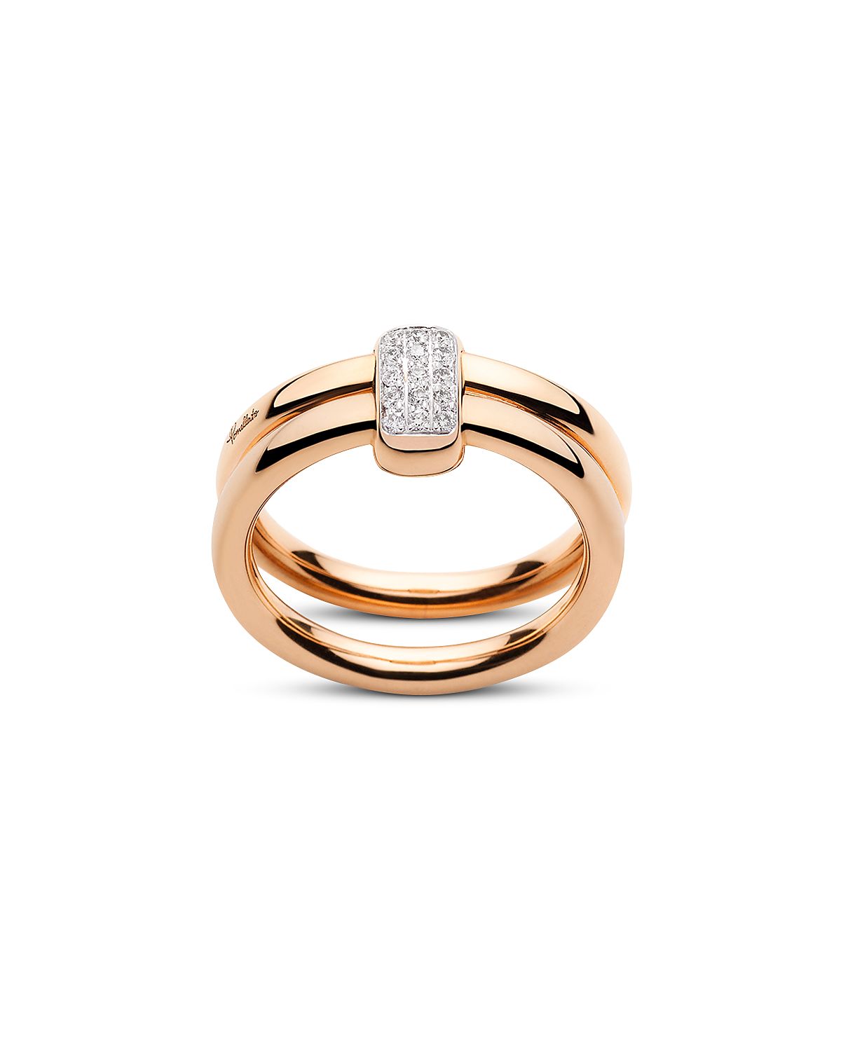Pomellato 18K Rose Gold Iconica Diamond Double Row Ring, 0.10 tcw