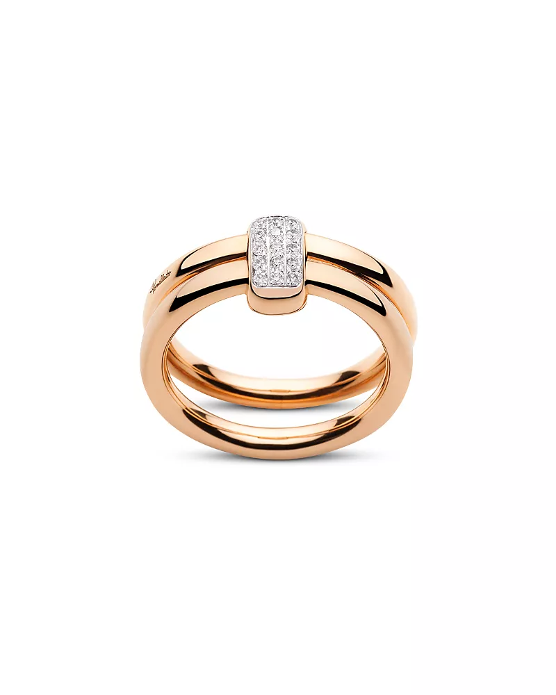 Pomellato 18K Rose Gold Iconica Diamond Double Row Ring, 0.10 tcw