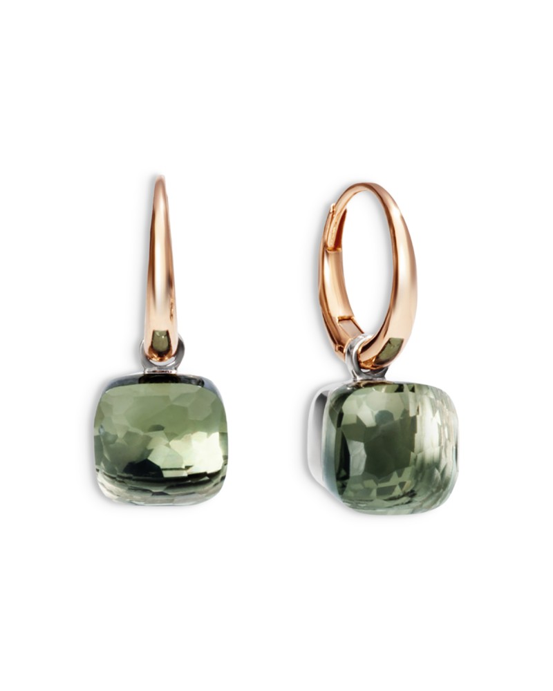 Pomellato 18K White & Rose Gold Nude Prasiolite Dangle Hoop Earrings