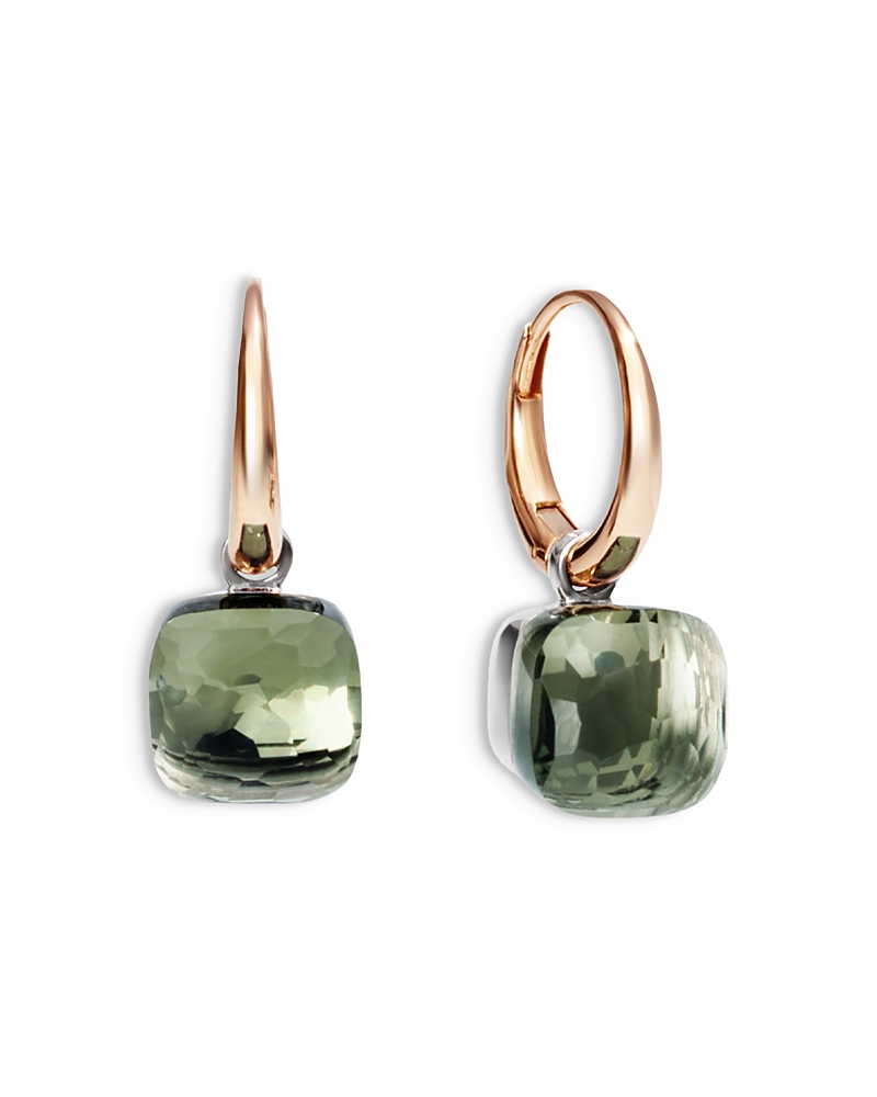 Pomellato 18K White & Rose Gold Nude Prasiolite Dangle Hoop Earrings