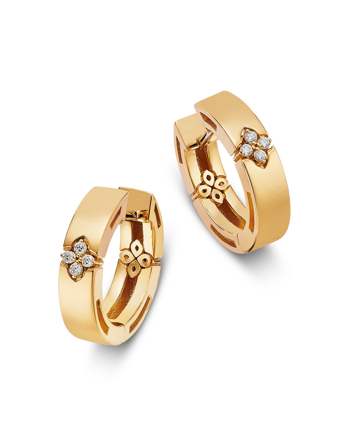 18K Gold Love in Verona Diamond Flower Hoop Earrings, 0.03 tcw