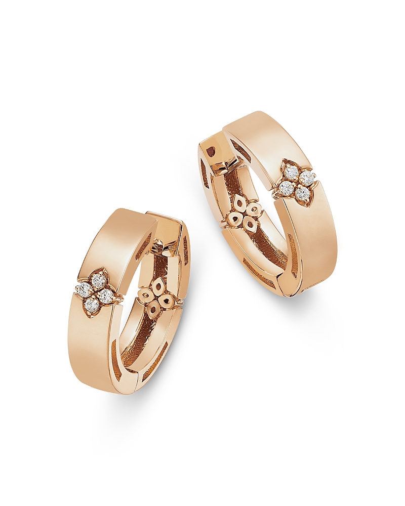 Roberto Coin 18K Yellow Gold Love in Verona Diamond Flower Hoop Earrings, 0.03 tcw · OS