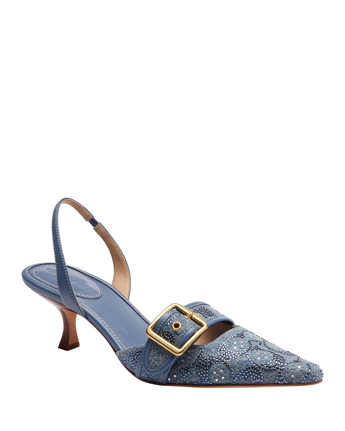 Margot Signature Crystal Denim Slingback Pumps