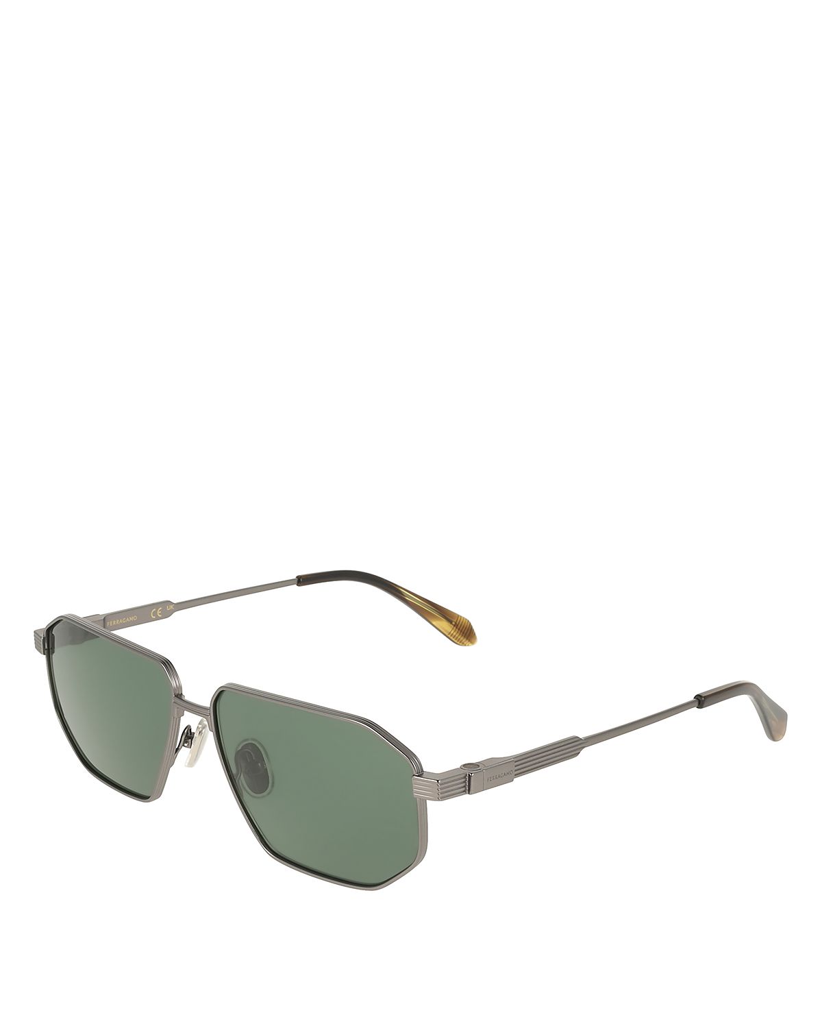 Ferragamo Titanium Rectangular Sunglasses, 59mm
