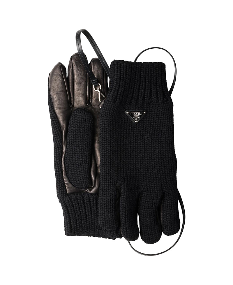 Prada Wool and Nappa Leather Gloves