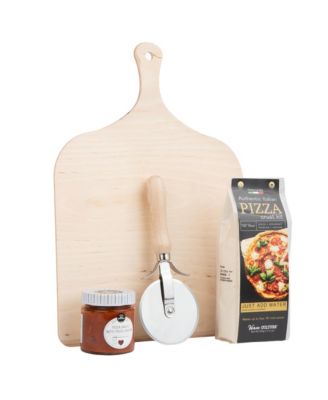  Italian Beechwood Pizza Slicer and Tray Set