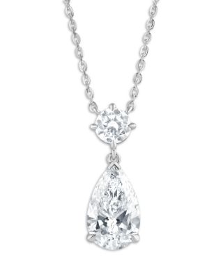 Luxe Collection Certified Lab Grown Diamond Round & Pear Pendant Necklace in 14K White Gold, 2.53 tcw