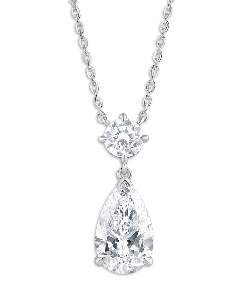 Bloomingdale's Fine Collection Luxe Collection Certified Lab Grown Diamond Round & Pear Pendant Necklace in 14K White Gold, 2.53 tcw