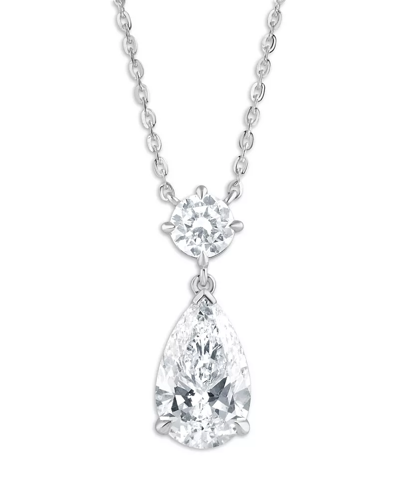 Bloomingdale's Fine Collection Luxe Collection Certified Lab Grown Diamond Round & Pear Pendant Necklace in 14K White Gold, 2.53 tcw