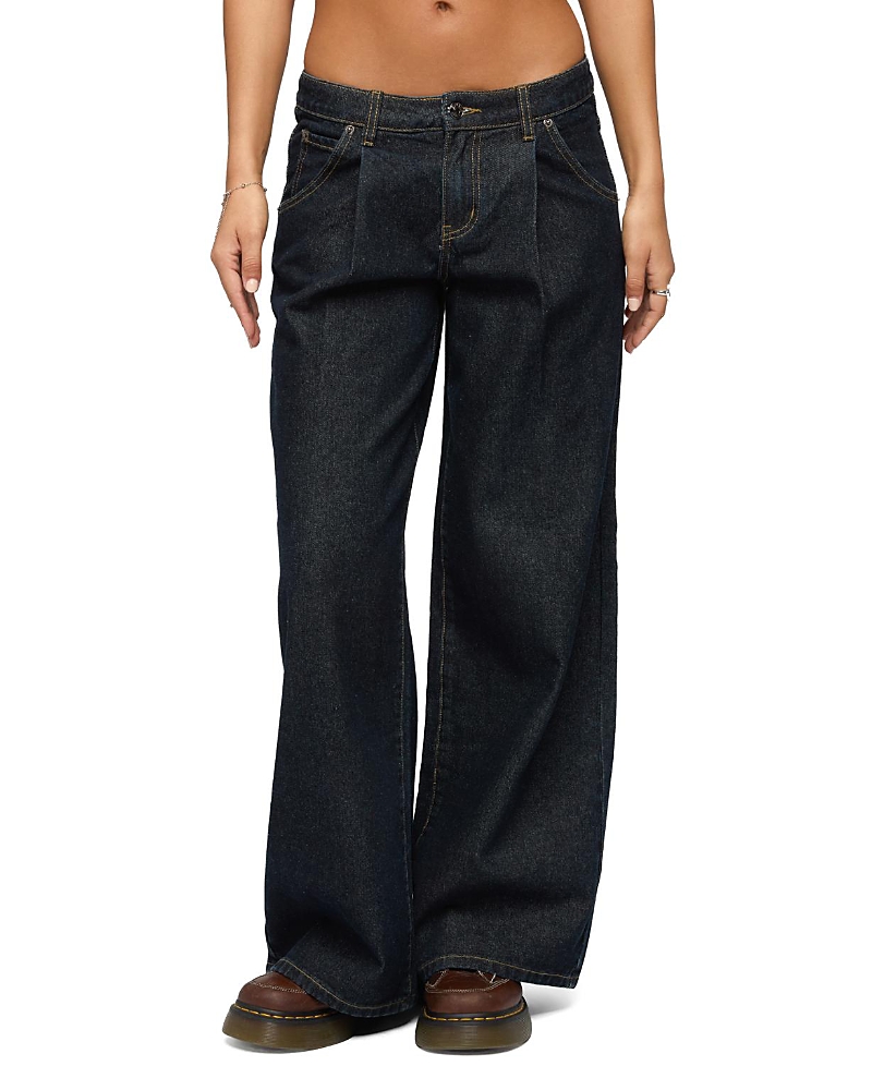 Edikted Pleated Low Rise Wide Leg Jeans