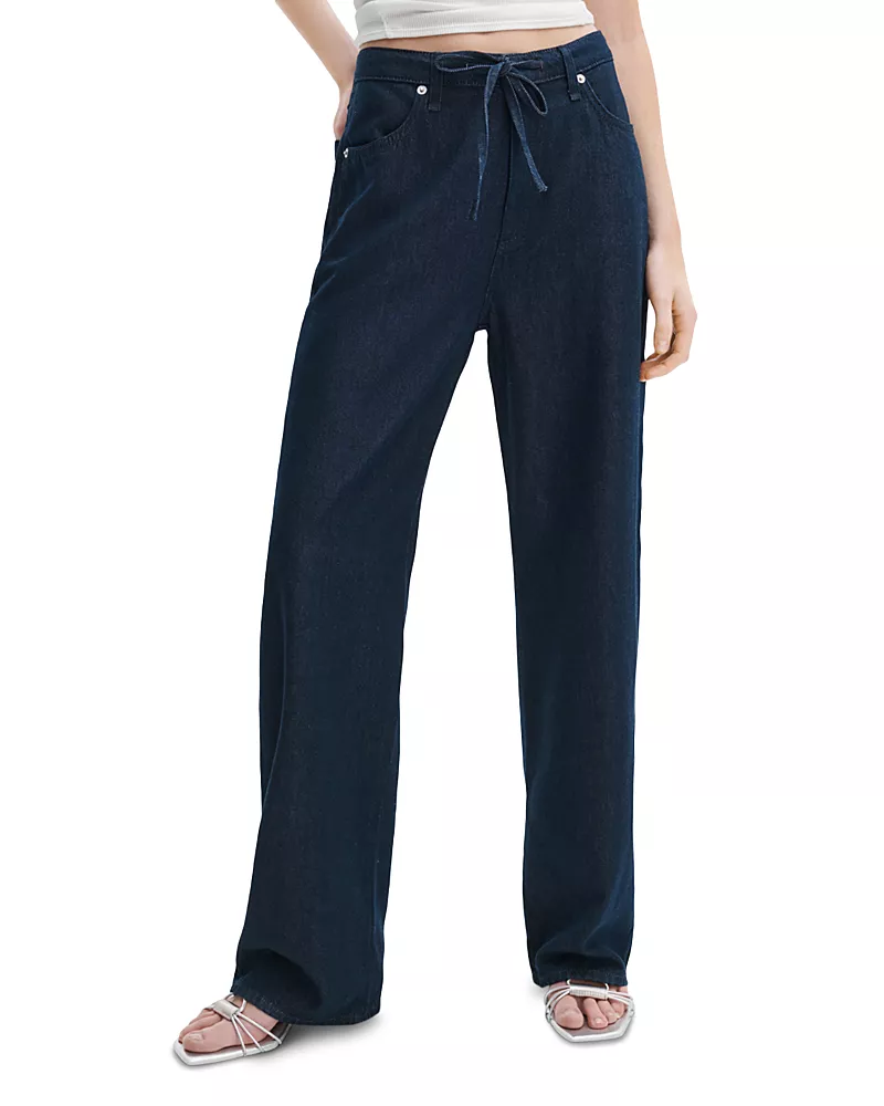 rag & bone Phoebe High Rise Drawstring Wide Leg Jeans in Dusk Rinse