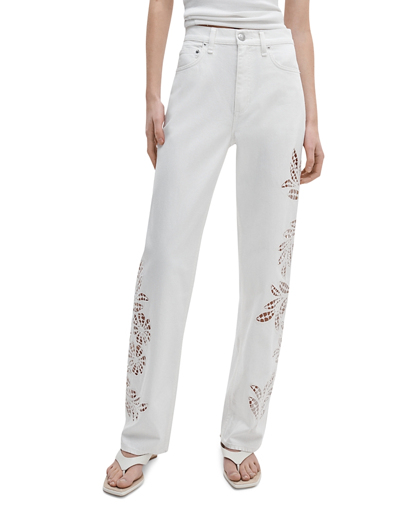 rag & bone Shea High Rise Straight Leg Jeans in White Floral