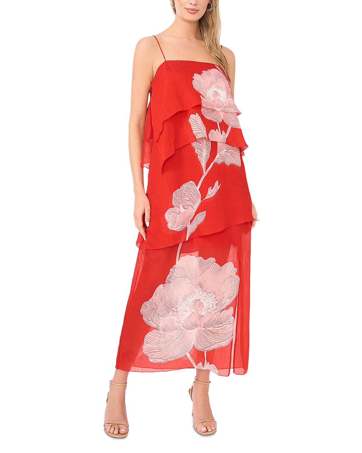 Vince Camuto Four Tier Overlay Midi Dress