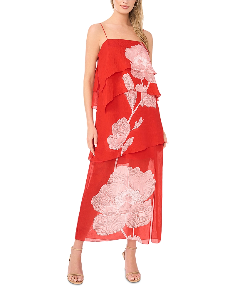 Vince Camuto Four Tier Overlay Midi Dress