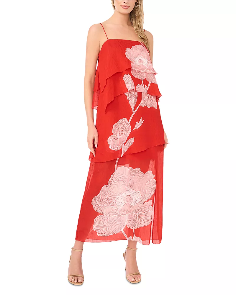 Vince Camuto Four Tier Overlay Midi Dress