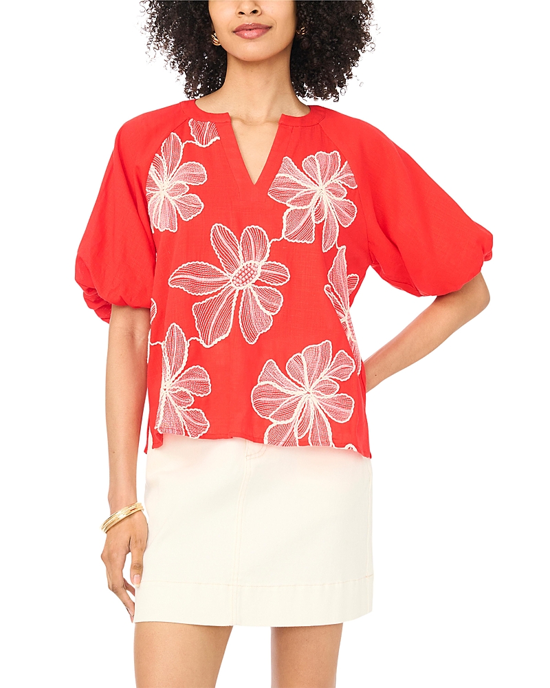Vince Camuto Contrast Split Neck Top