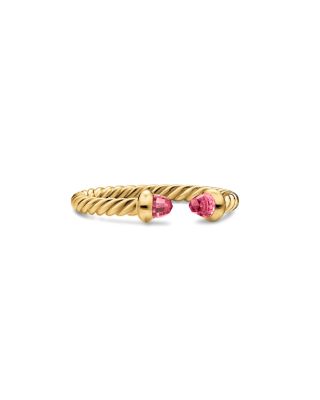 Micro Cablespira&reg; Flex Open Ring in 18K Yellow Gold with Pink Tourmalines, 2.5mm