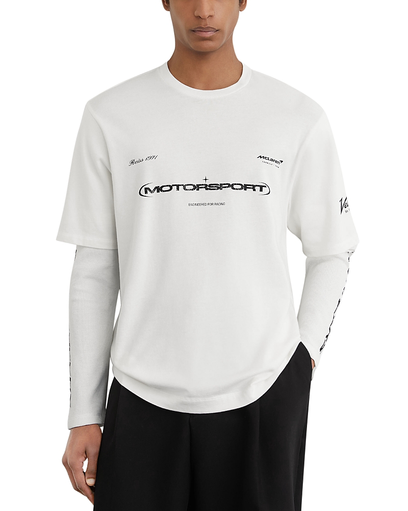 Reiss x McLaren Unisex Rovik Double Layer Long Sleeve T Shirt
