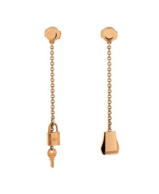 Pre-owned Pre-owned Hermes  Hermes Kelly Clochette Drop Earrings 18k Rose Gold