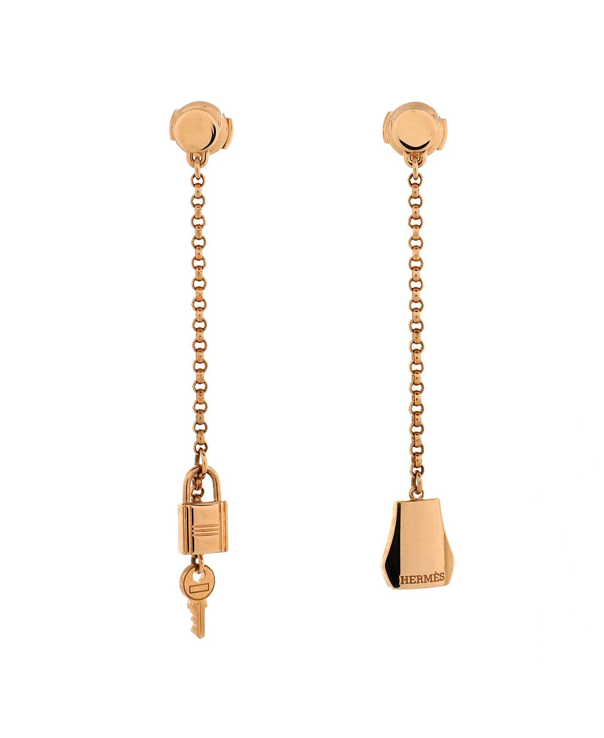 Pre-Owned HERMES Kelly Clochette Drop Earrings 18K Rose Gold