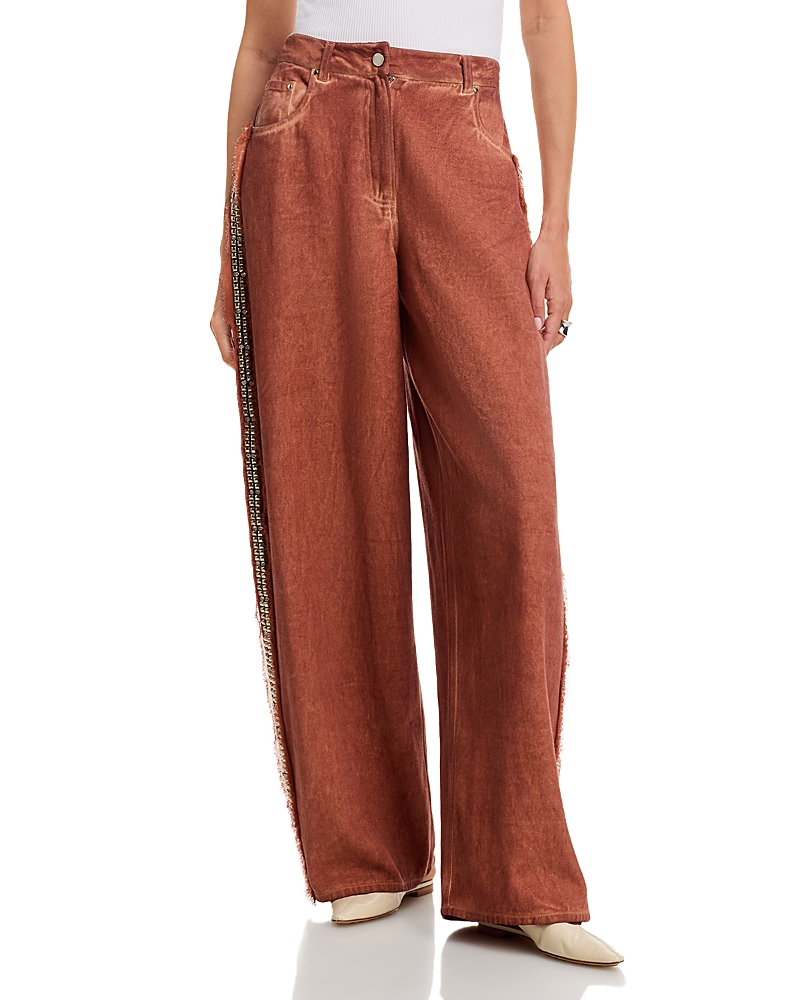 Essentiel Antwerp Embellished High Rise Jeans in Faded Plum