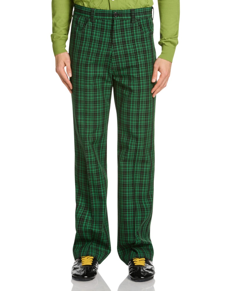 Marni Plaid Trousers in Garden Green
