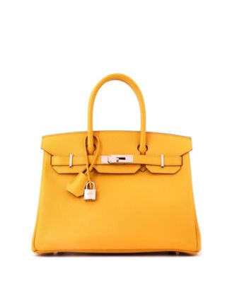 Pre-owned Pre-owned Hermes  Hermes Birkin 30 Handbag Yellow Epsom With Palladium Hardware