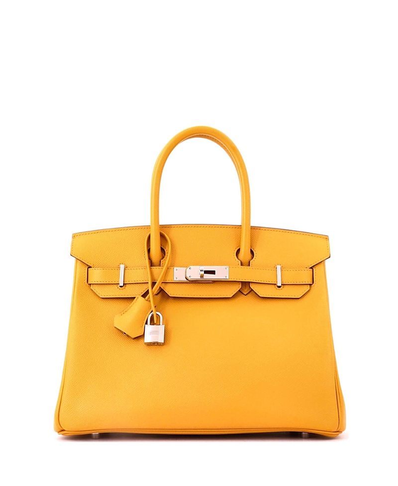 Pre-owned Pre-owned Hermes Hermes Birkin 30 Handbag Yellow Epsom With Palladium Hardware