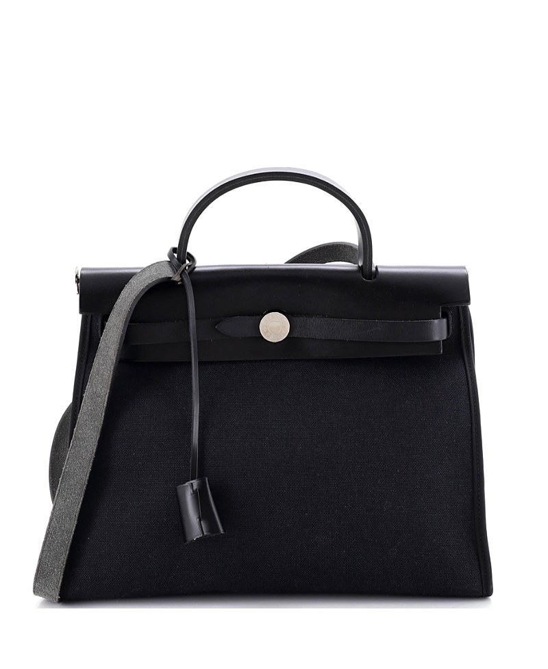 Pre-owned Pre-owned Hermes Hermes 31 Herbag Zip Leather And Toile In Black