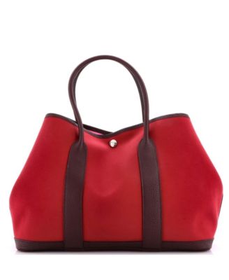Pre-owned Pre-owned Hermes  Hermes 36 Garden Party Tote Toile And Leather In Red