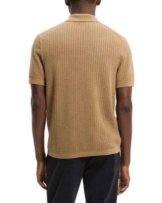 Theory Short Sleeve Cable Knit Polo in Tactile Cotton