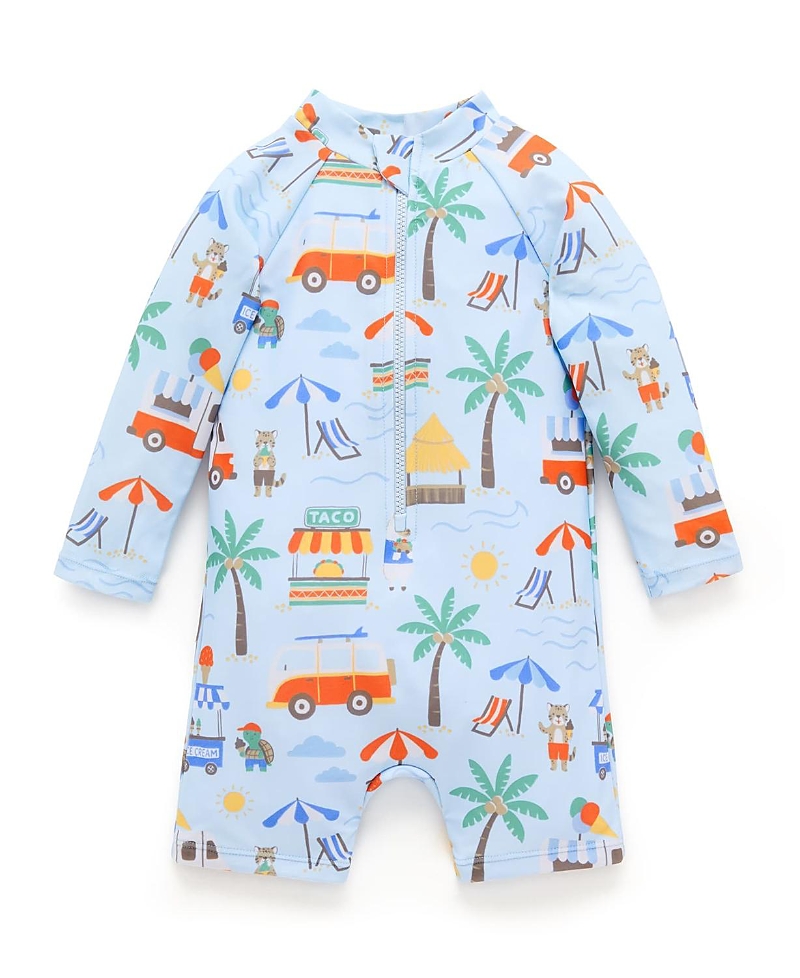 Purebaby Boys' Printed Longsleeve Swim Sunsuit - Baby, Little Kid