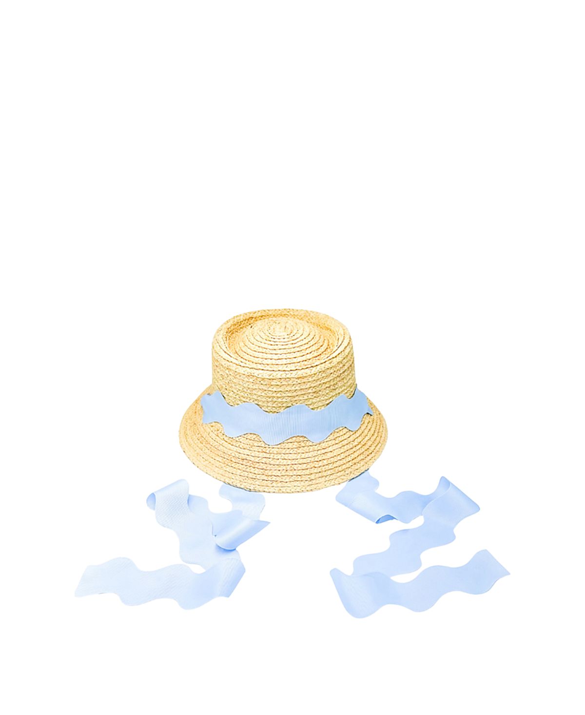 Bits & Bows Girls' Straw Harbor Hat with Scalloped Ribbon - Little Kid, Big Kid