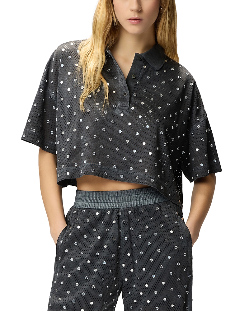 Pinko Erve Embellished Mesh Polo Shirt
