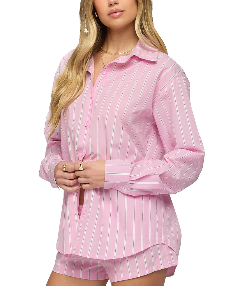 Edikted Carmella Striped Oversized Shirt