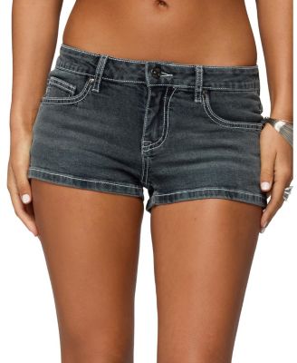  Whitlie Contrast Stitch Denim Micro Shorts
