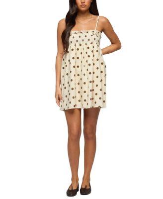 Polka Dot Linen Look Mini Dress