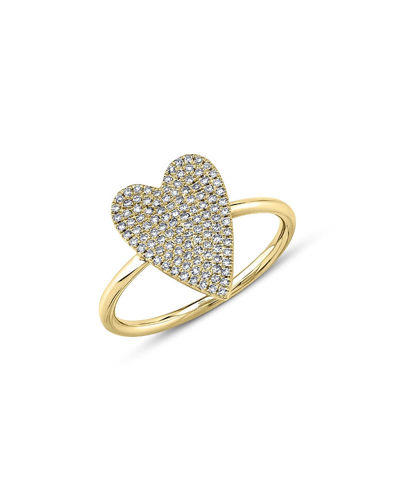 Shy Creation 14K Gold Kate Diamond Pave Heart Ring, 0.26 tcw