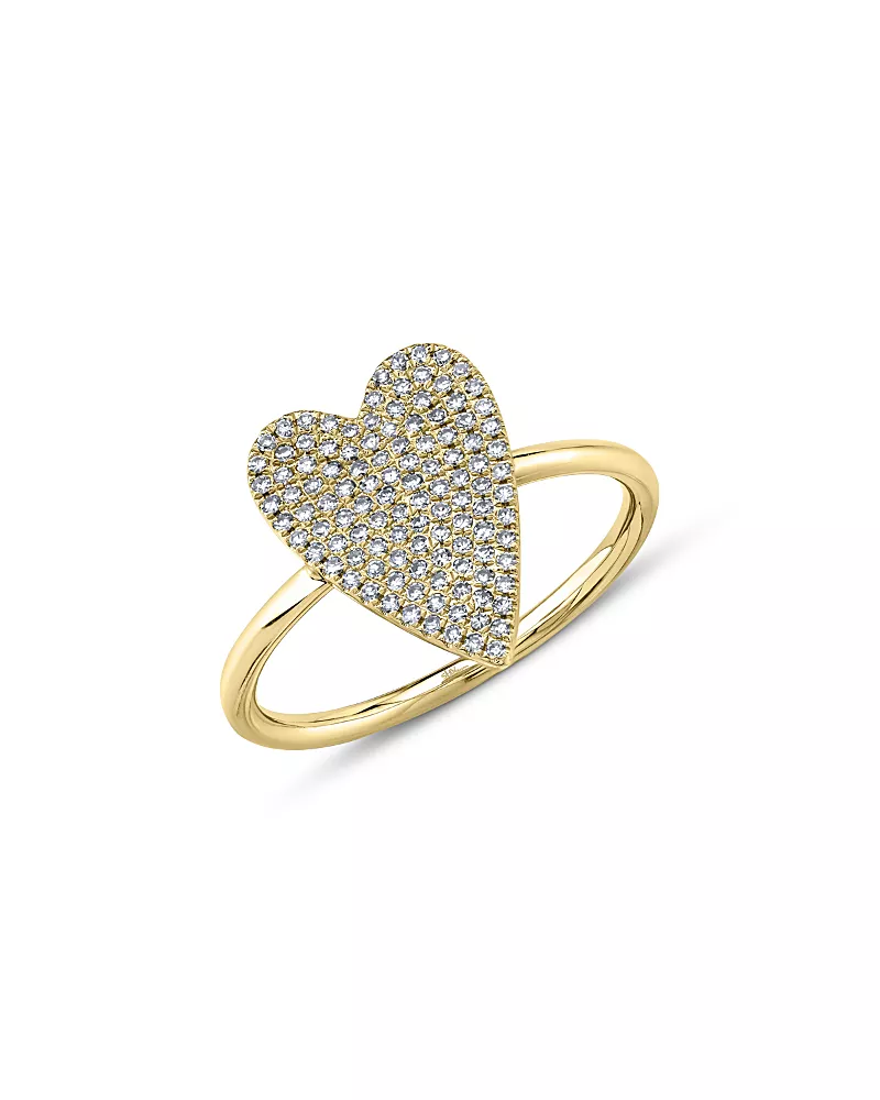 Shy Creation 14K Gold Kate Diamond Pave Heart Ring, 0.26 tcw