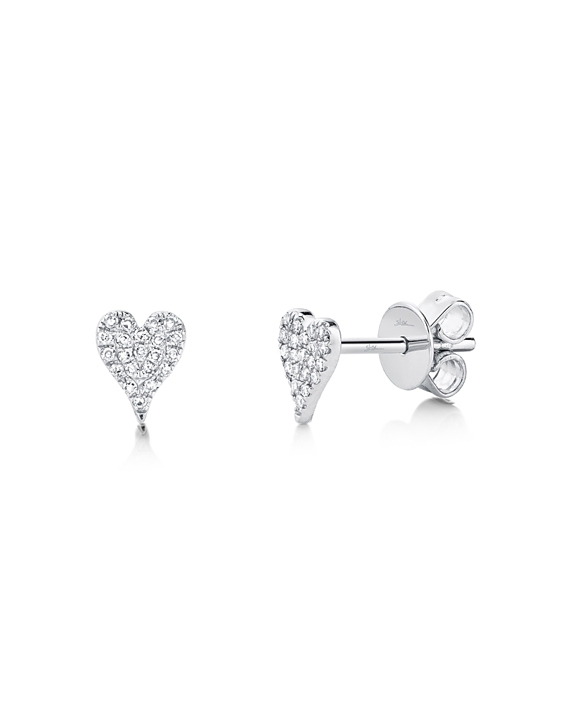 Shy Creation 14K Gold Kate Diamond Pave Heart Stud Earrings, 0.10 tcw