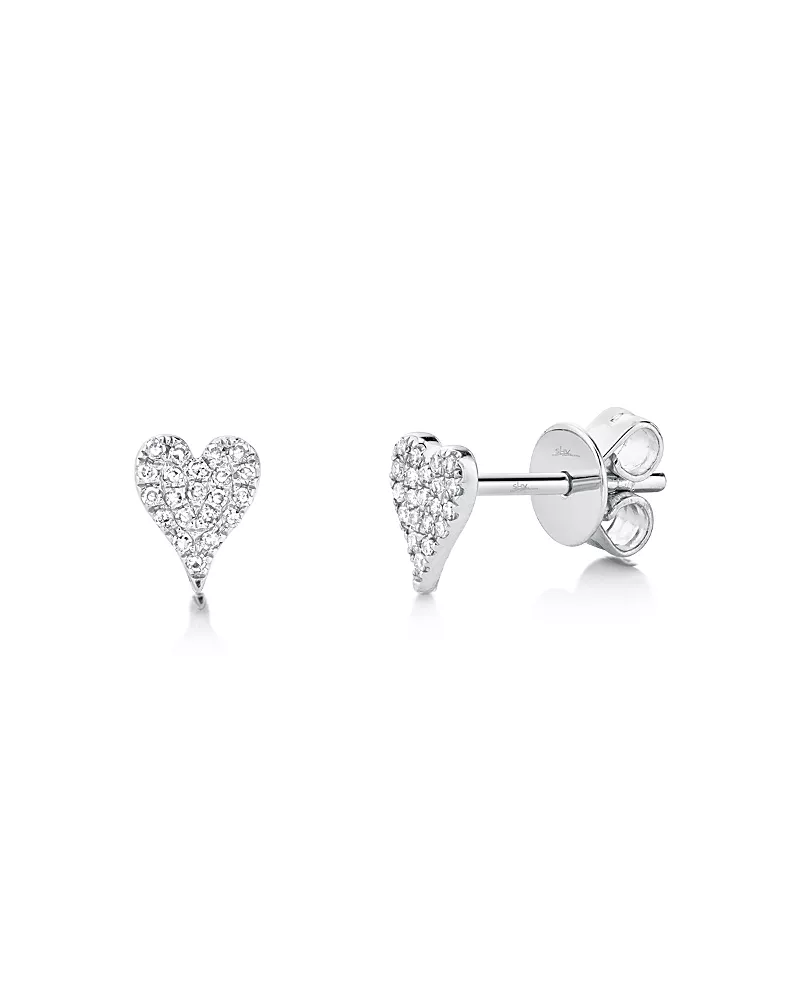 Shy Creation 14K Gold Kate Diamond Pave Heart Stud Earrings, 0.10 tcw