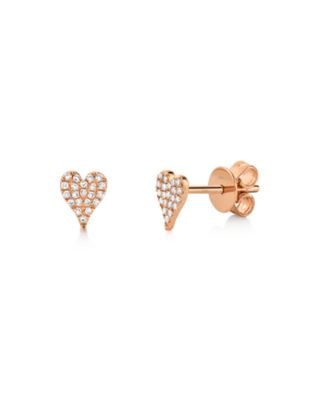 14K Gold Kate Diamond Pav&eacute; Heart Stud Earrings, 0.10 tcw 