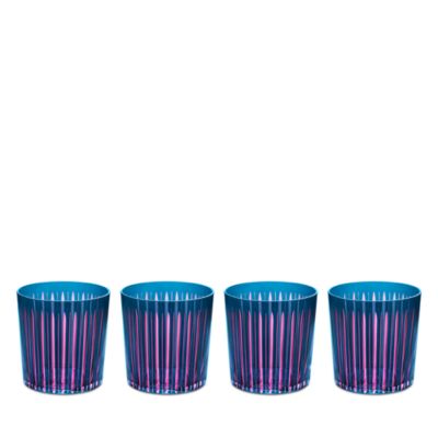 Prism Double Old Fashioned Glasses, Blue, Set of 4