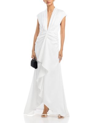 ramy brook formal dresses ASOS DESIGN one shoulder ruched detail maxi dress with split in forest –  ASOS Sample Sale main image 1
