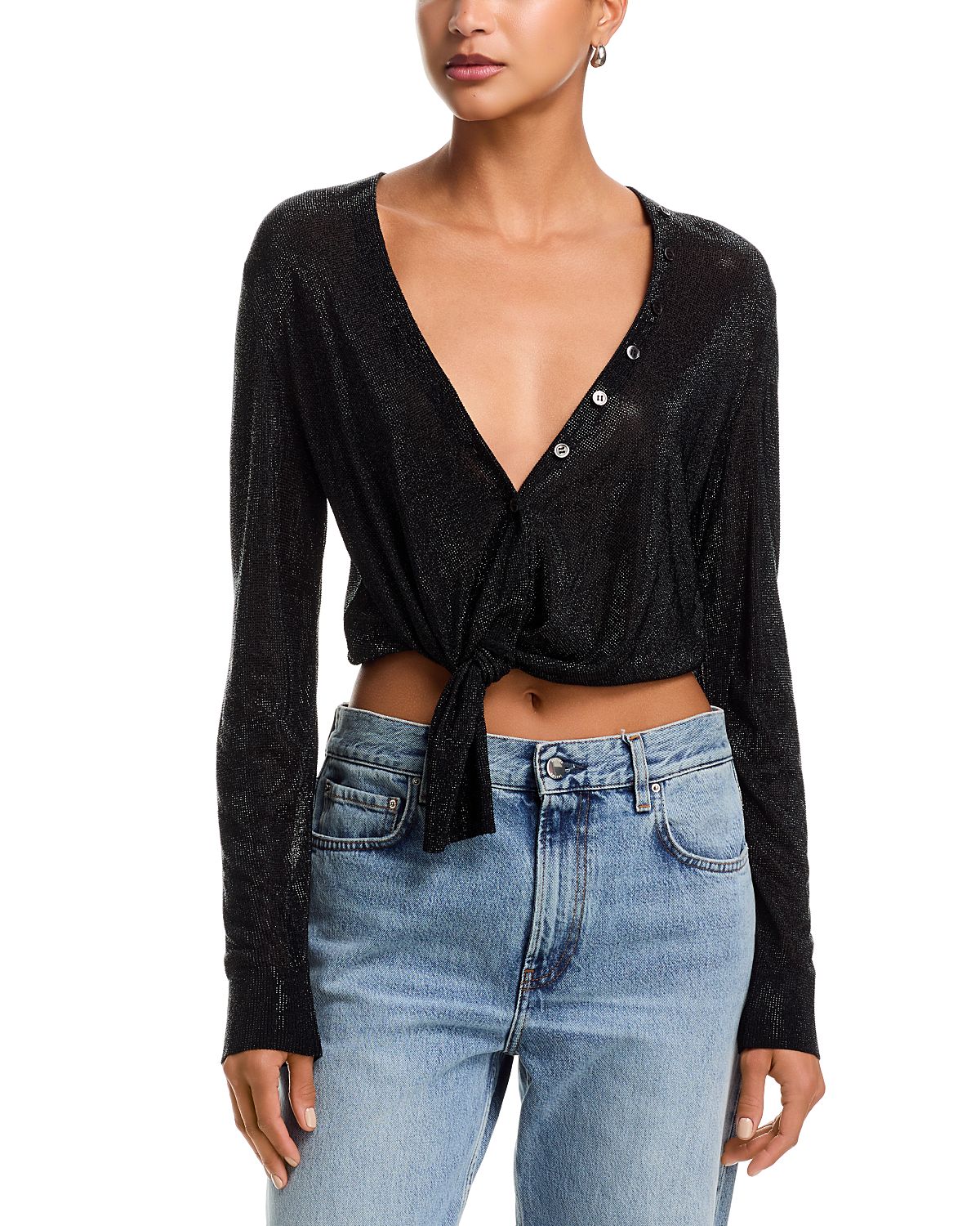 alexanderwang Knotted Deep V Neck Top