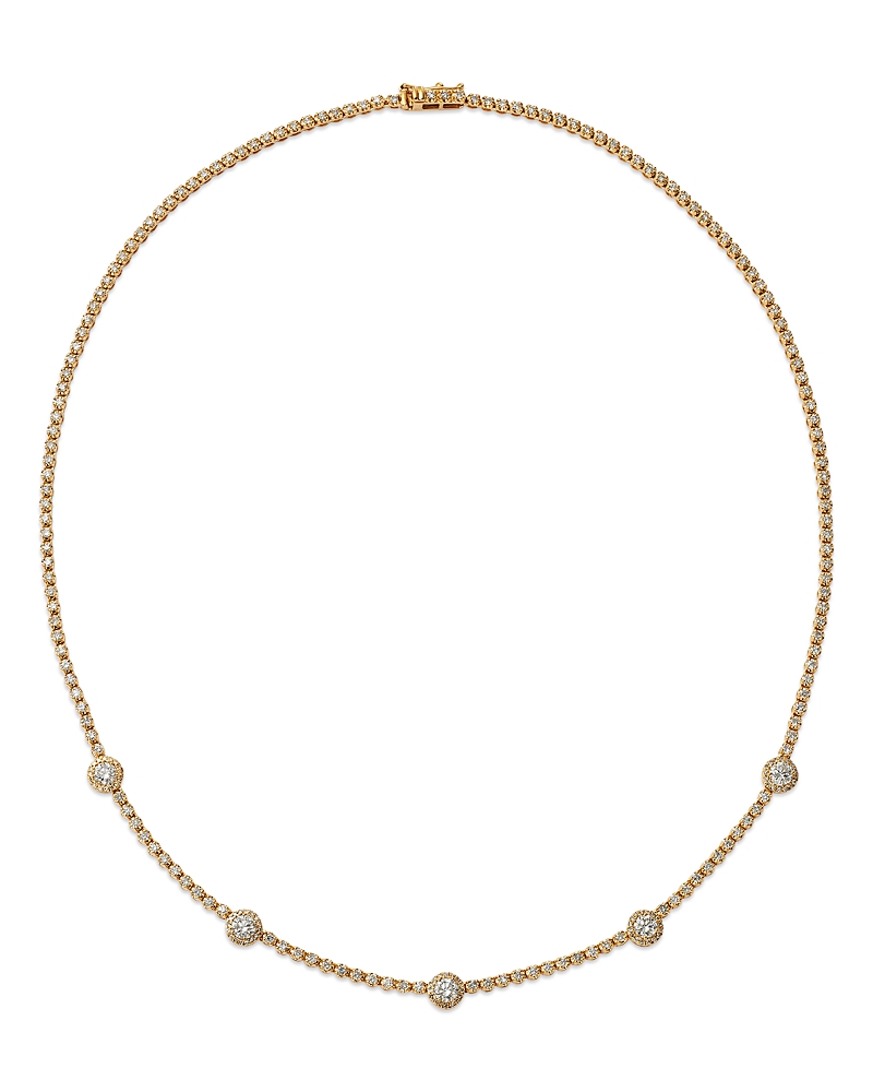Bloomingdale's Fine Collection Diamond Station Tennis Necklace in 14K Yellow Gold, 3.75 tcw
