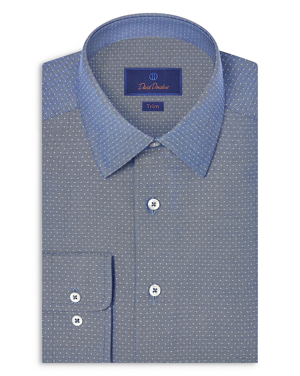 David Donahue Trim Fit Micro Dobby Dress Shirt