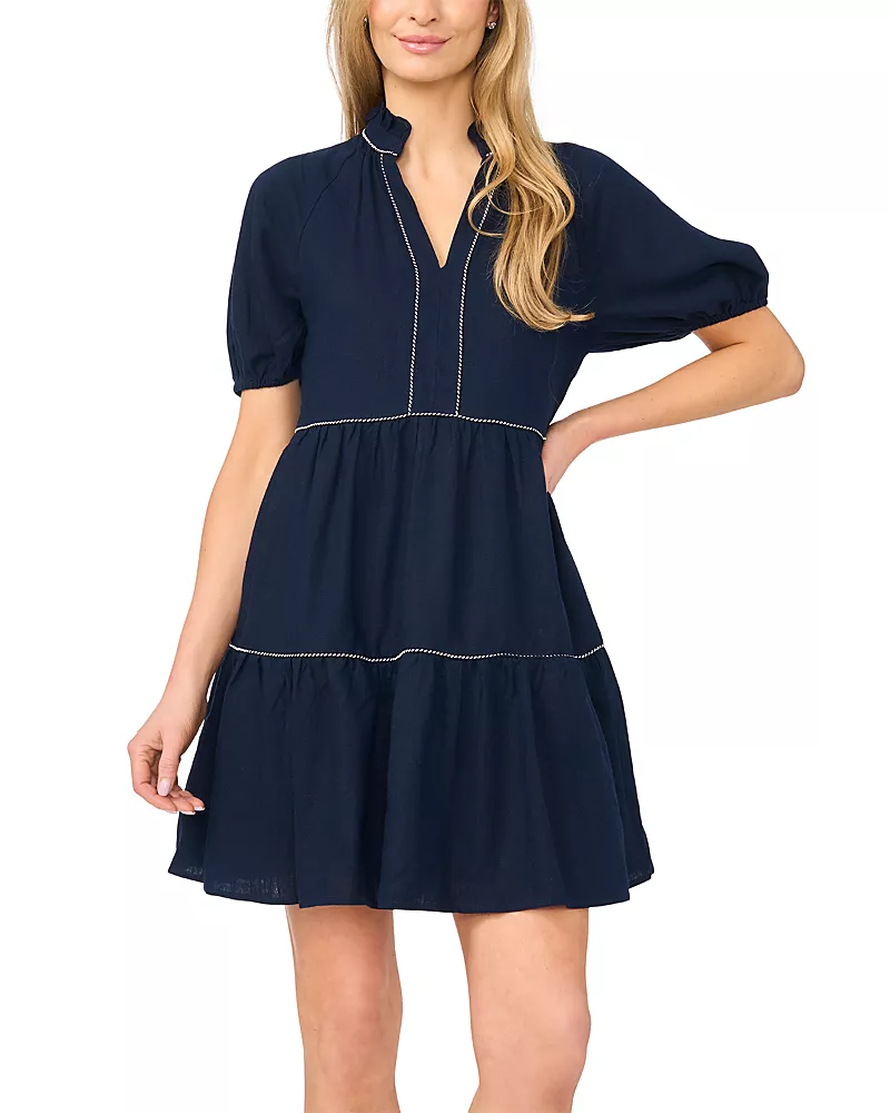 CeCe Whipstitched Babydoll Dress