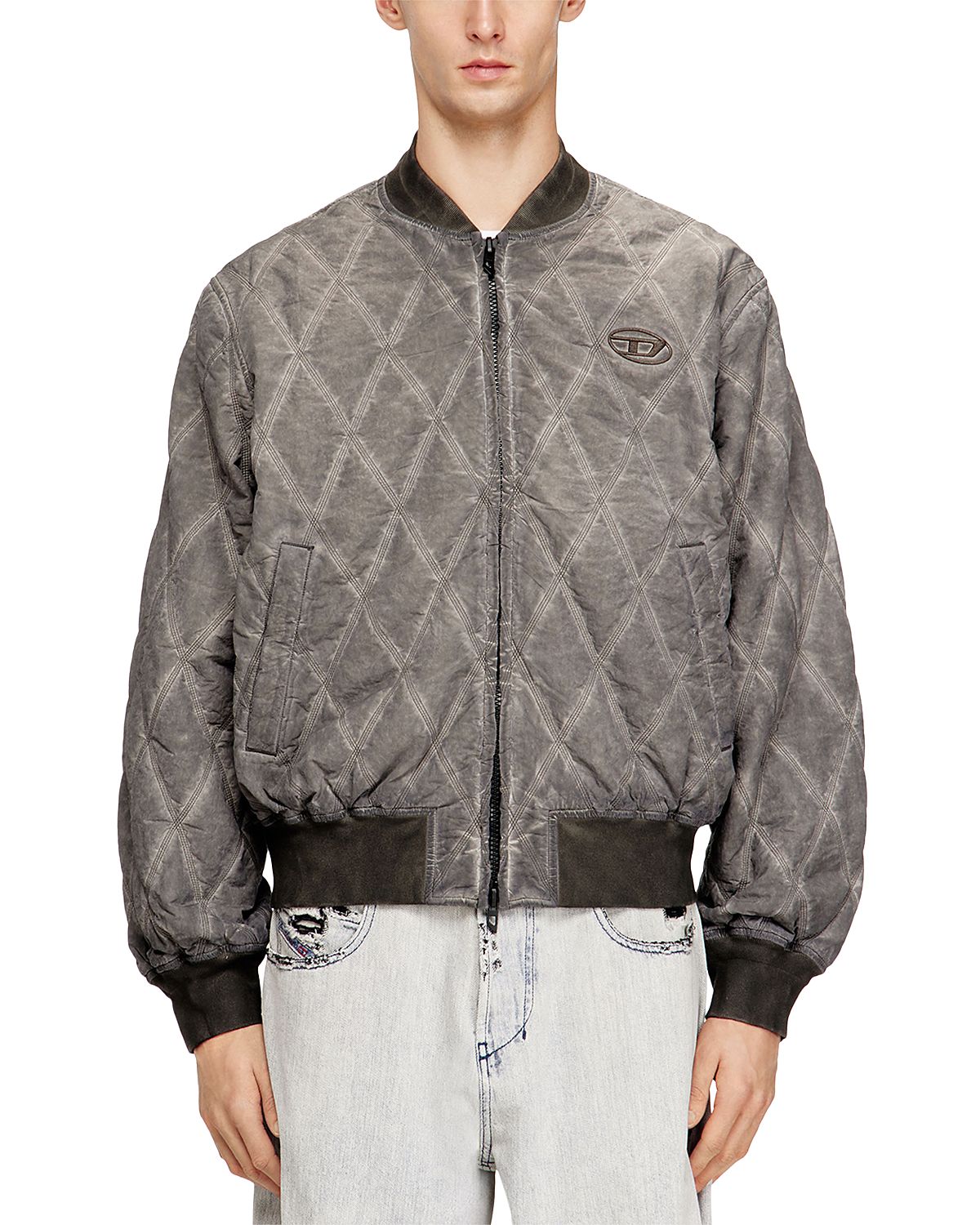 Diesel J-Type Argyle Diamonds Logo Bomber Jacket