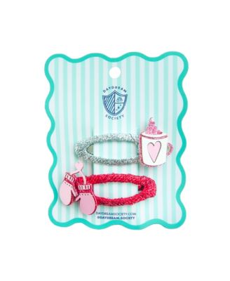 Mittens and Hot Cocoa Winter Hair Clips, Set of 2